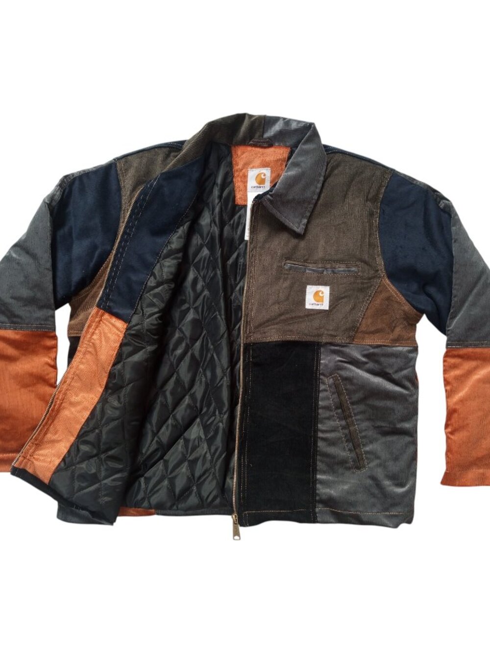CARHARTT Men's Patchwork Reworked Bomber Multicolor Zip Jacket S - Picture 3 of 3